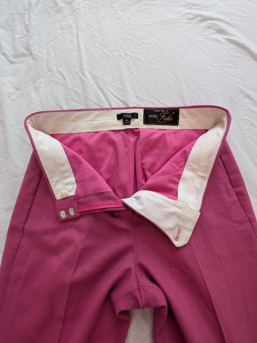 EUC J. Crew Pink Willa Full Length Wool Trousers in Size 10 - Picture 8 of 16